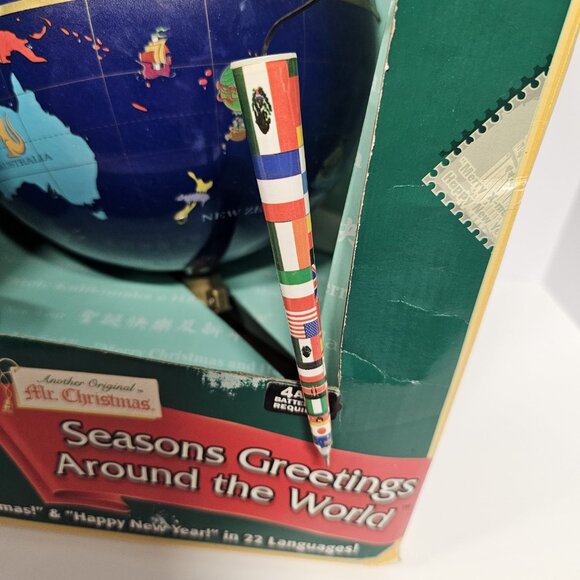 Working Vintage Mr Christmas Seasons Greetings Around The World Globe - Picture 8 of 14